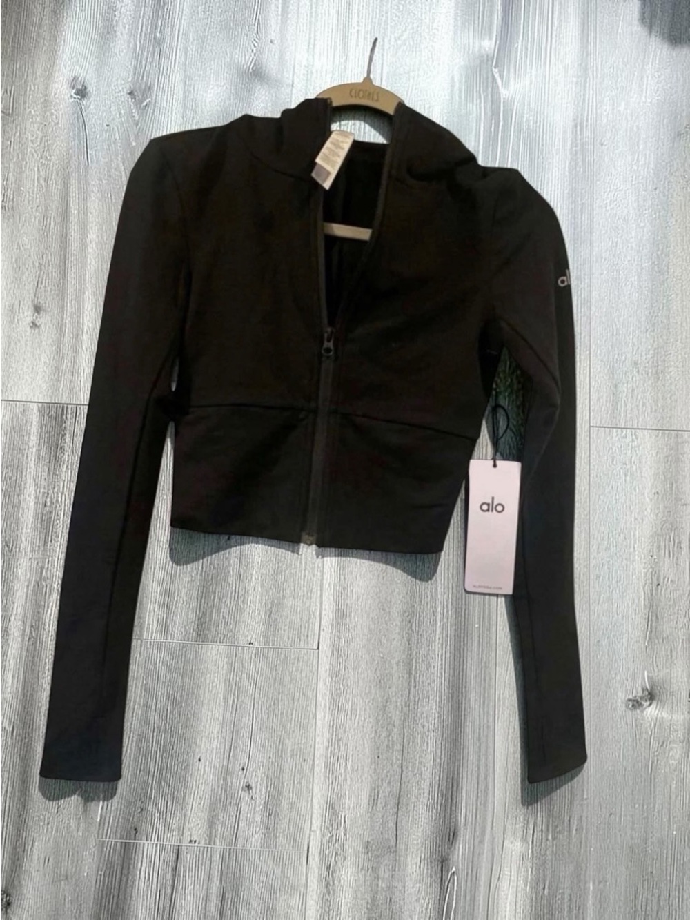 Alo Yoga Sway Full Zip Hoodie Black Cropped Jacket NWT
